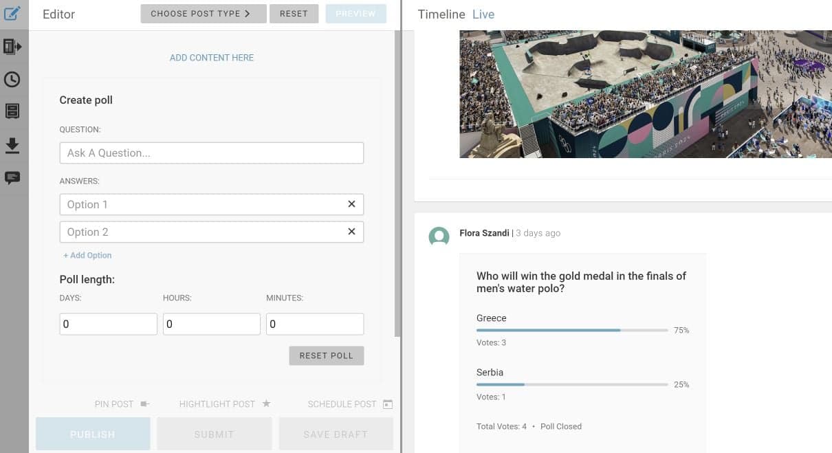 Audience engagement Olympics live blog
