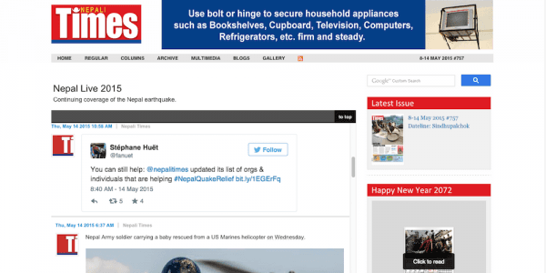 Case Study Nepali Times: Using Live Blog for Breaking News