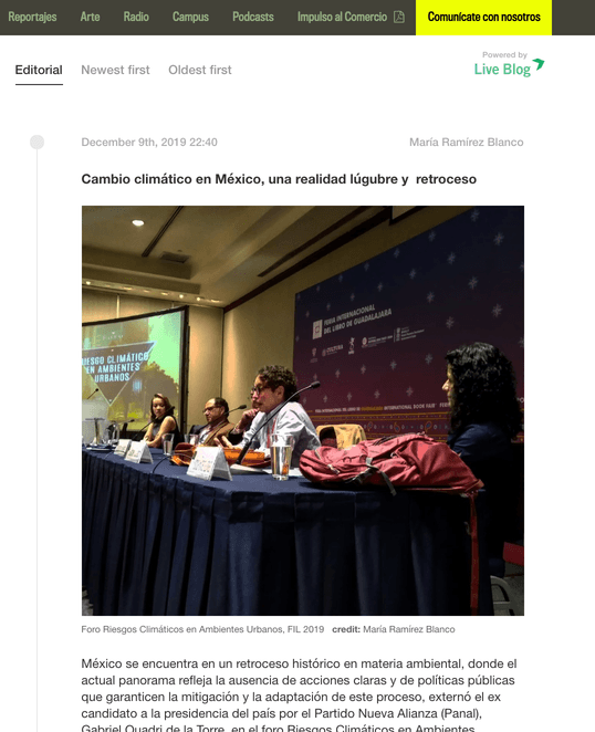 Ambiental Jalisco using Live Blog