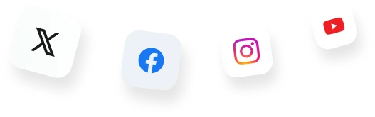 X, Facebook, Instagram, YouTube